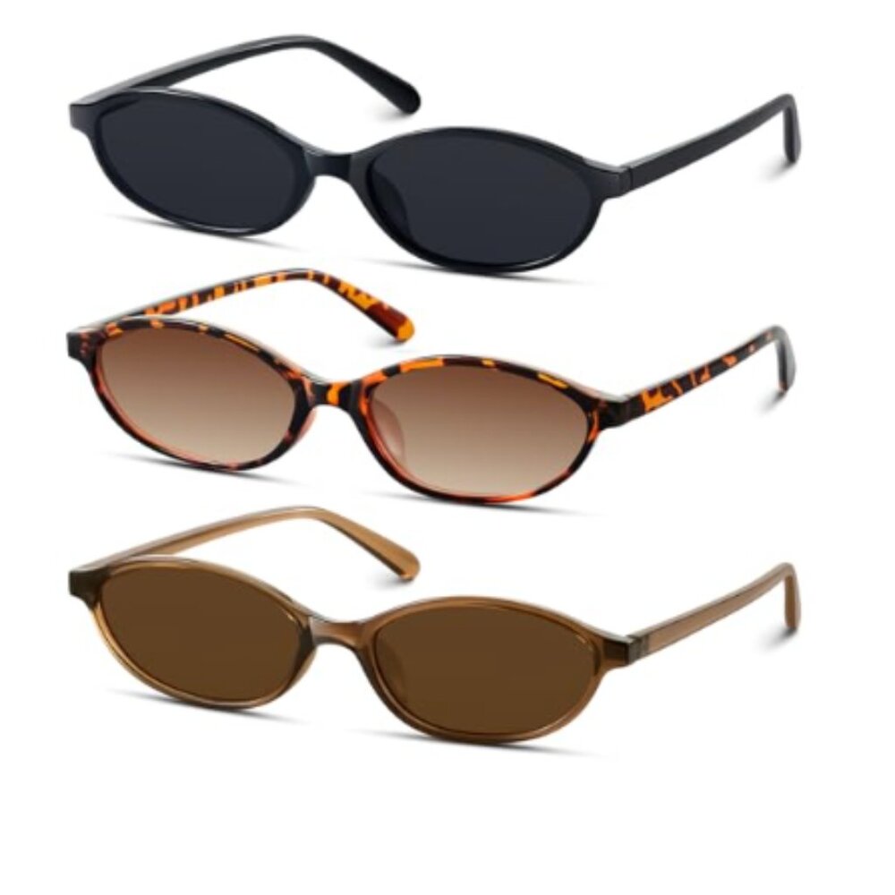 SET OF 3 ! Retro Oval Sunglasses for Women 90s